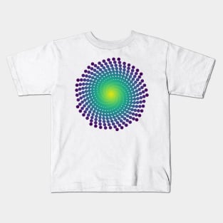 Whirlpool Spiral | Dark Peacock Yellow Green Blue Kids T-Shirt